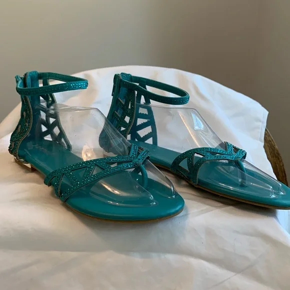 Turquoise bling sandals - Picture 1 of 5